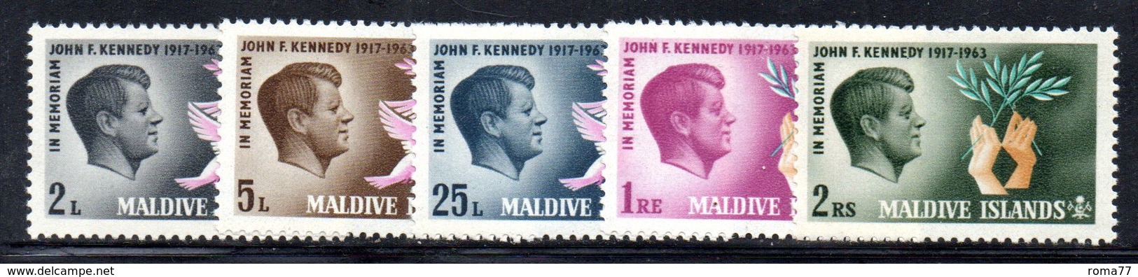 APR2164 - MALDIVE 1964 , Serie  Yvert N. 159/163  ***  MNH  (2380A) .  Kennedy - Maldive (1965-...)