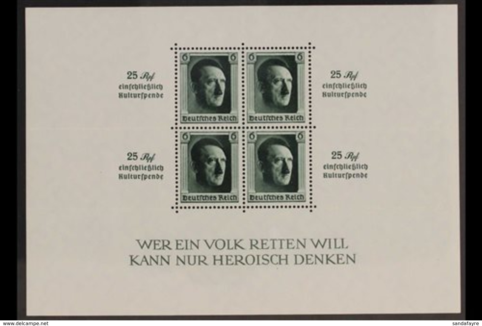 1937 Culture Fund Miniature Sheet (Michel Block 9, SG MS637), Never Hinged Mint, Fresh. For More Images, Please Visit Ht - Sonstige & Ohne Zuordnung