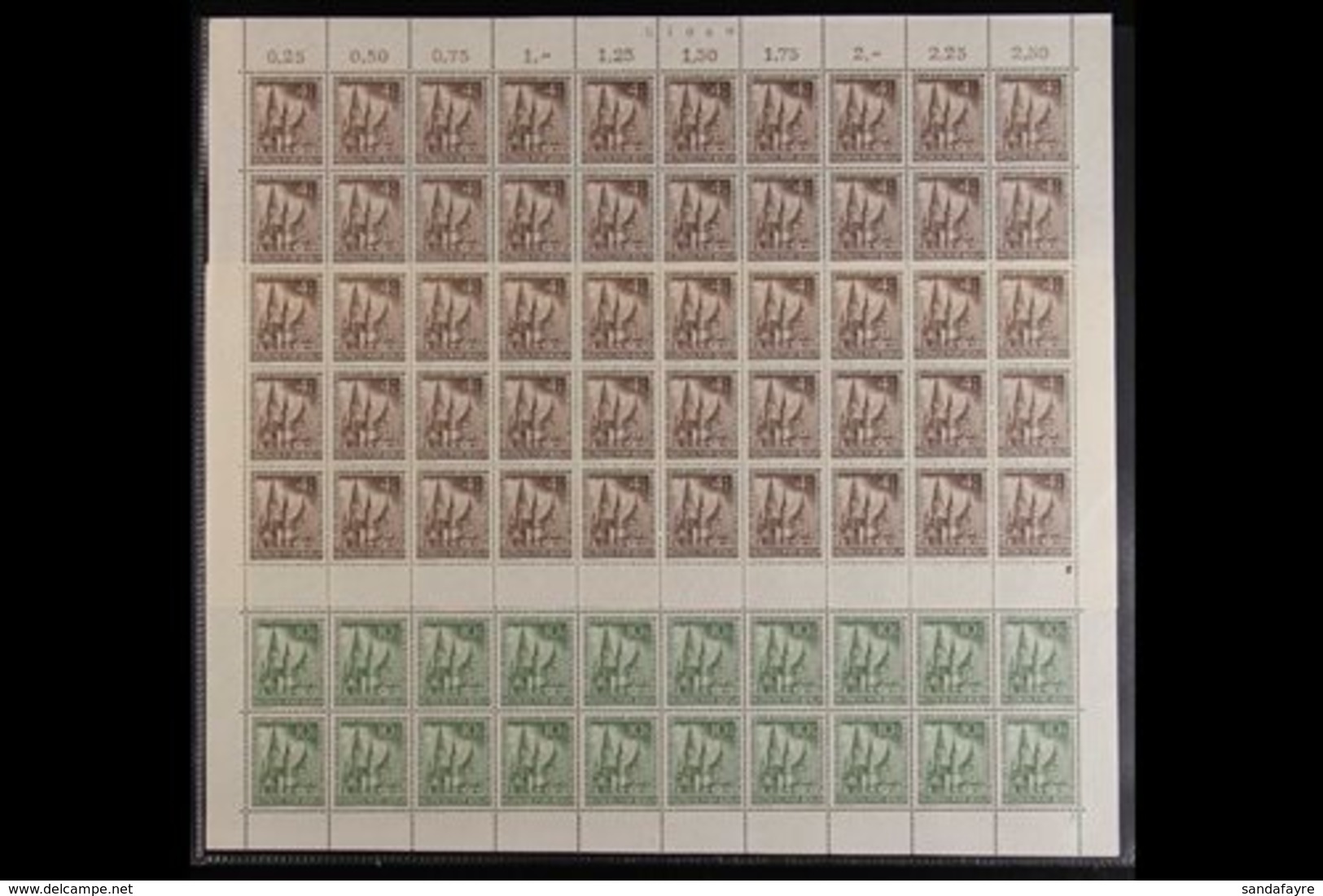 1953 Reconstruction Fund Complete Set (Michel 106/09, SG B106/09), Never Hinged Mint COMPLETE SHEETS Of 50, Very Fresh,  - Other & Unclassified