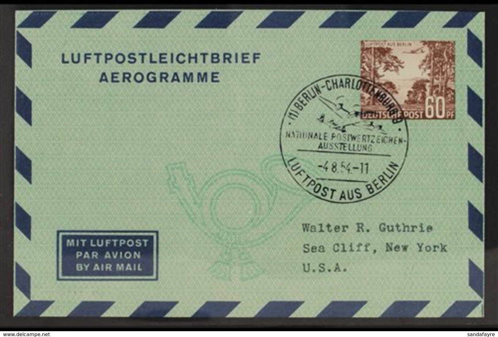 1954 60pf Brown Aerogramme, Mi LF6, Philatelic Use With Special Cancel. For More Images, Please Visit Http://www.sandafa - Andere & Zonder Classificatie