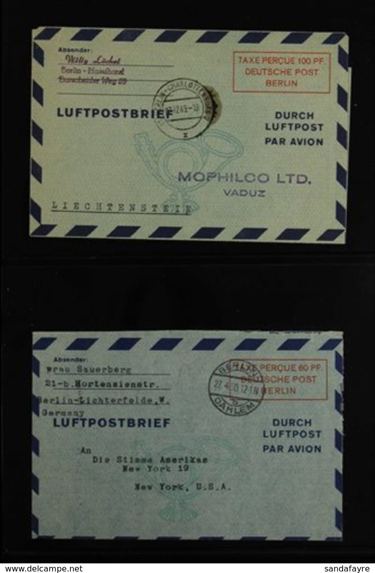 AEROGRAMMES 1948-1949 COLLECTION Of LF1 & LF2 Examples On Stock Pages, Very Fine Used, Inc 1948 (Mi LF 1) 100pf Type II, - Sonstige & Ohne Zuordnung