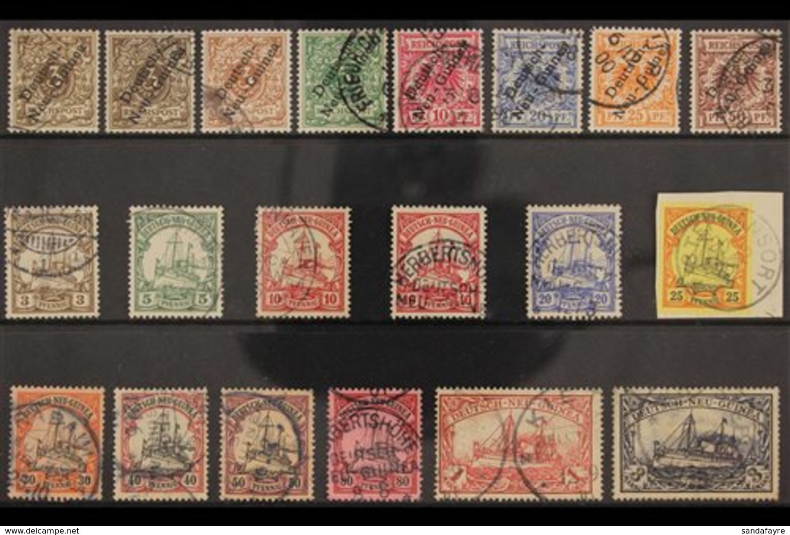 GERMAN NEW GUINEA 1897-1908 USED COLLECTION Presented On A Stock Card That Includes 1897-1899 "Deutsch-Neu-Guinea" Overp - Sonstige & Ohne Zuordnung