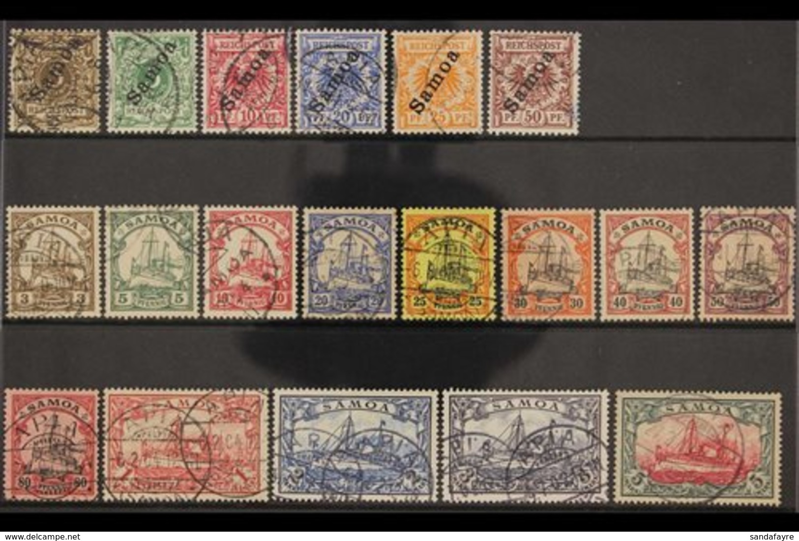 SAMOA 1900-1901 USED COLLECTION Presented On A Stock Card That Includes The 1900-1901 "Samoa" Overprinted Set (Mi 1/6) & - Autres & Non Classés