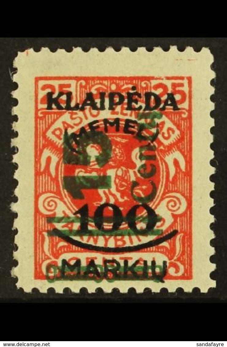 1923 15c On 100m On 25c Scarlet SURCHARGE TYPE II With Thick Broad Figures (Michel 231 II, SG 84b), Fine Mint, Very Fres - Otros & Sin Clasificación