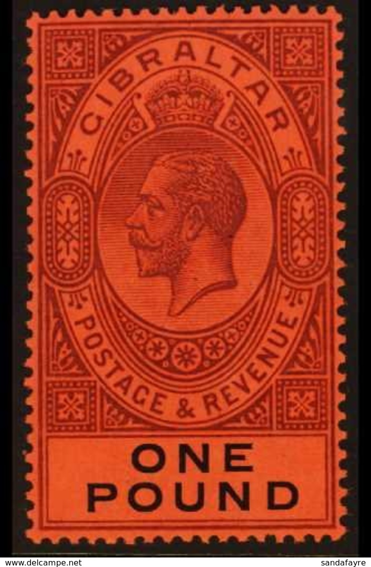 1912-24 KGV £1 Dull Purple & Black/red, MCA Wmk, SG 85, Never Hinged Mint For More Images, Please Visit Http://www.sanda - Gibraltar