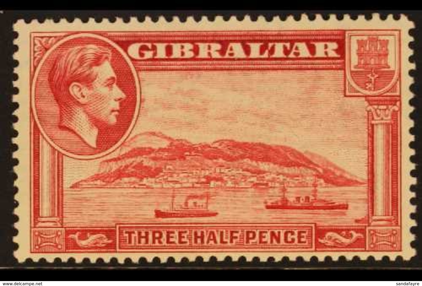 1938-51 1½d Carmine "The Rock - North Side" Pictorial, Perf 13½, Very Fine Mint For More Images, Please Visit Http://www - Gibilterra