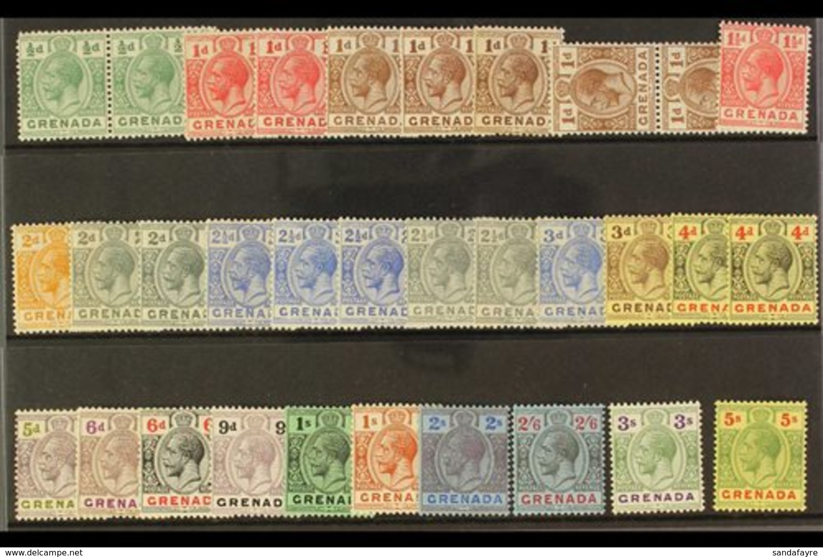 1921-31 MINT ACCUMULATION. A Stock Card Filled With Script Watermark KGV Range Of Values To 5s (SG 112/133) With A Good  - Grenade (...-1974)