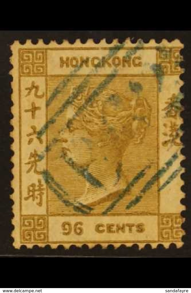 1863-71 96c Olive-bistre, Wmk Crown CC, SG 18, Fine Used, Light Strike Of "B 62" Numeral In Blue. For More Images, Pleas - Other & Unclassified