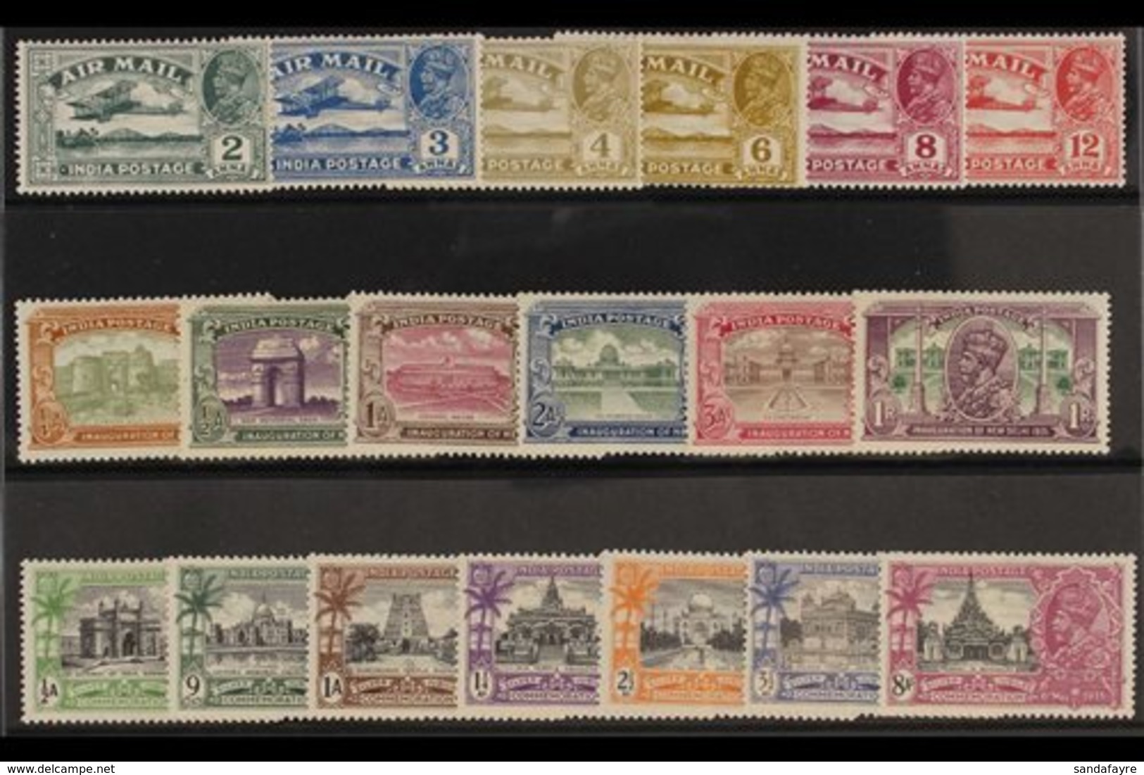 1929-35 COMMEMORATIVE SETS. A Trio Of KGV Sets On A Stock Card That Includes The 1929 Air Set, 1931 New Delhi Set & 1935 - Autres & Non Classés