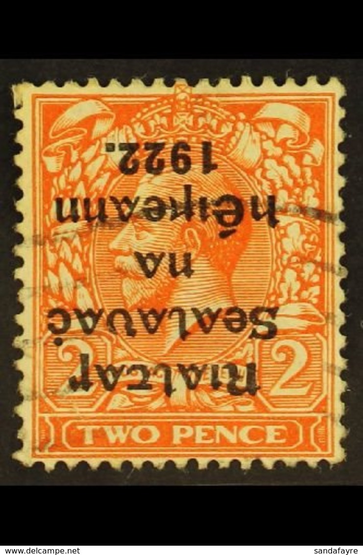 1922 THOM 2d Orange Die I, Overprint Inverted (Hib. T16a), With Neat Part Machine Cancel. For More Images, Please Visit  - Other & Unclassified