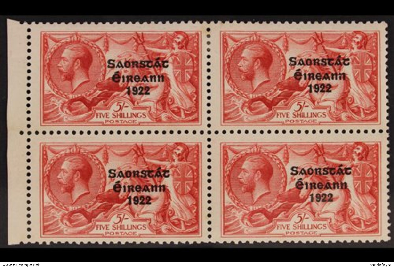 1925 5s Rose-carmine, SG 84, Very Fine Mint Marginal BLOCK OF FOUR, The Lower Pair Never Hinged. Lovely! For More Images - Other & Unclassified