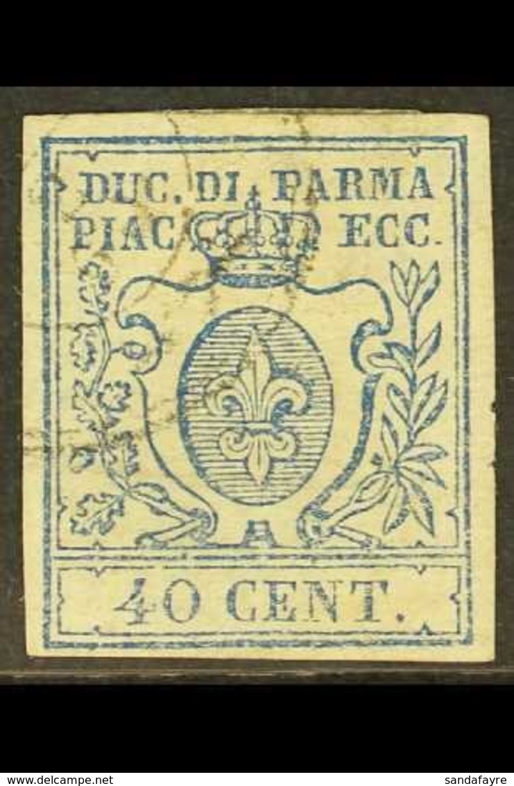 PARMA 1859 40c Blue, Imperf, SG 21, Fine Used, Four Margins, Pressed Horizontal Crease, SG Cat.£650. For More Images, Pl - Non Classificati