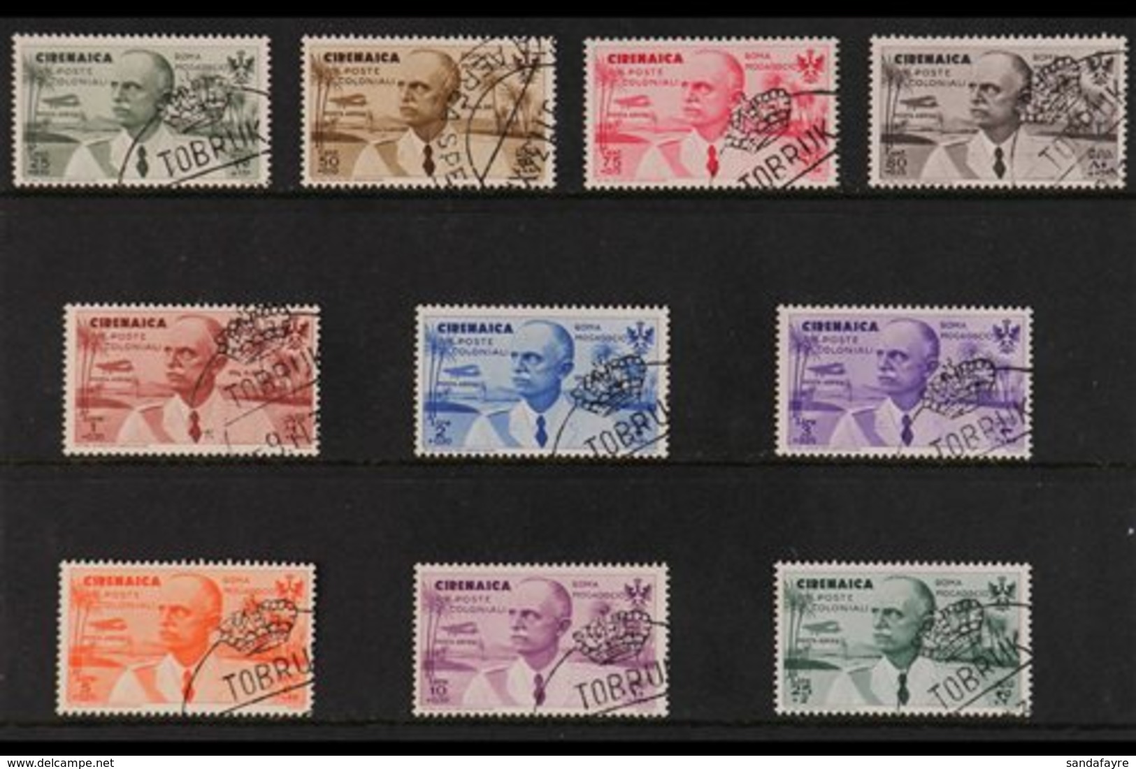 CYRENAICA 1934 AIR Rome-Mogadiscio Flight Complete Set (Sass. S. 30, SG 126/35), Very Fine Used. (10 Stamps) For More Im - Autres & Non Classés