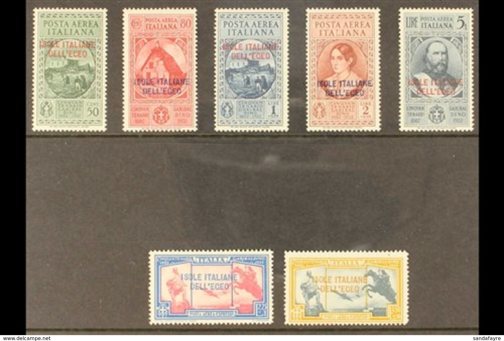 EGEO (DODECANESE ISLANDS) 1932 Air Garibaldi Complete Set Including Both Express Stamps (SG 99/103 & E104/05, Sassone 14 - Other & Unclassified