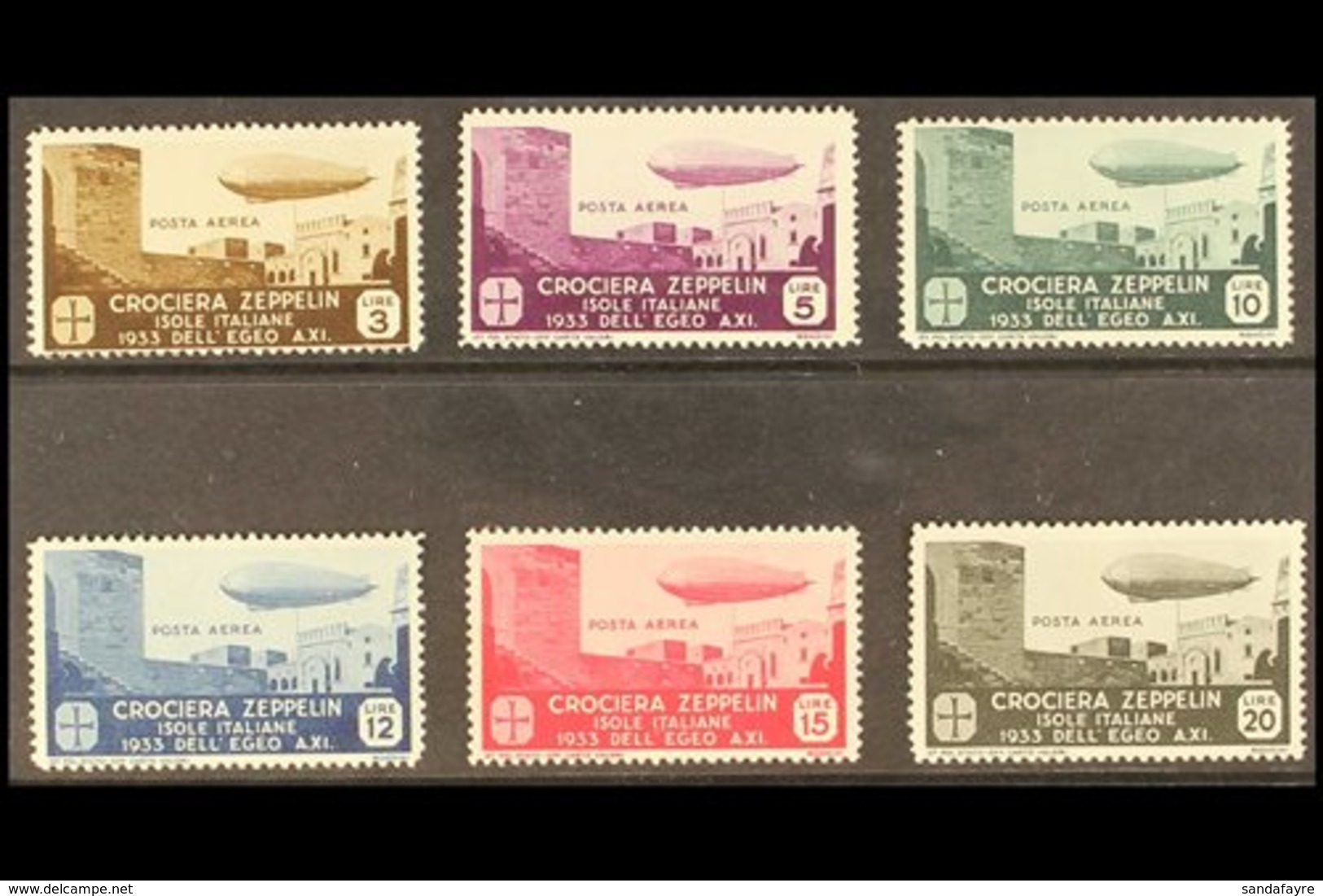 EGEO (DODECANESE ISLANDS) 1933 Air Airship Graf Zeppelin Complete Set (SG 116/21, Sassone 22/27), Very Fine Mint, Very F - Andere & Zonder Classificatie