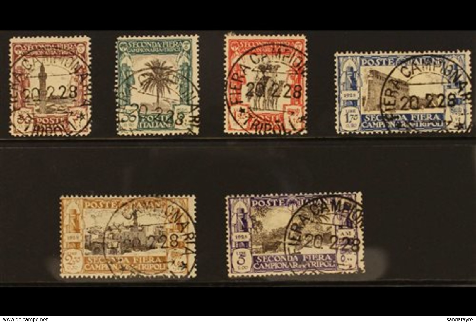 TRIPOLITANIA 1928 Second Tripoli Trade Fair Set (SG 49/54, Sass. Libia S. 15), Very Fine (first Day) Cds Used. (6 Stamps - Andere & Zonder Classificatie