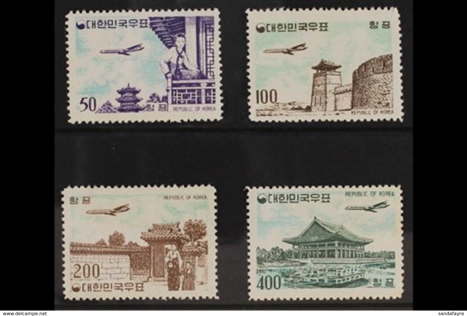 1961 Complete Air Set, SG 417/420, Never Hinged Mint, 400h With Minor Gum Bend. (4 Stamps) For More Images, Please Visit - Korea, South