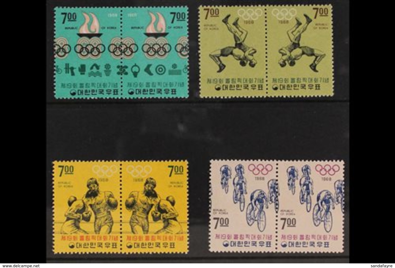 1968 Mexico Olympic Games Complete Set, SG 760/767, In Horizontal Se-tenant Pairs, Never Hinged Mint. (4 Pairs, 8 Stamps - Corée Du Sud