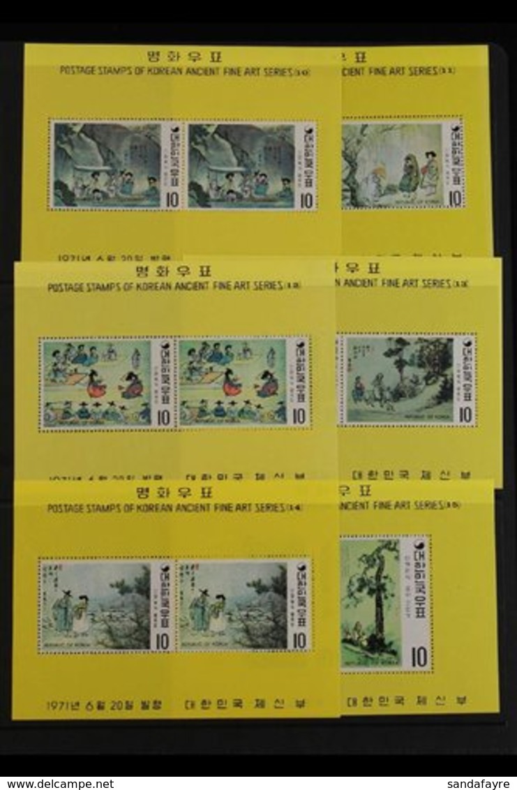 1971 Korean Paintings Of The Yi Dynasty, 4th, 5th, And 6th Series Miniature Sheets Complete, SG MS953 (six Sheets), MS95 - Corea Del Sud