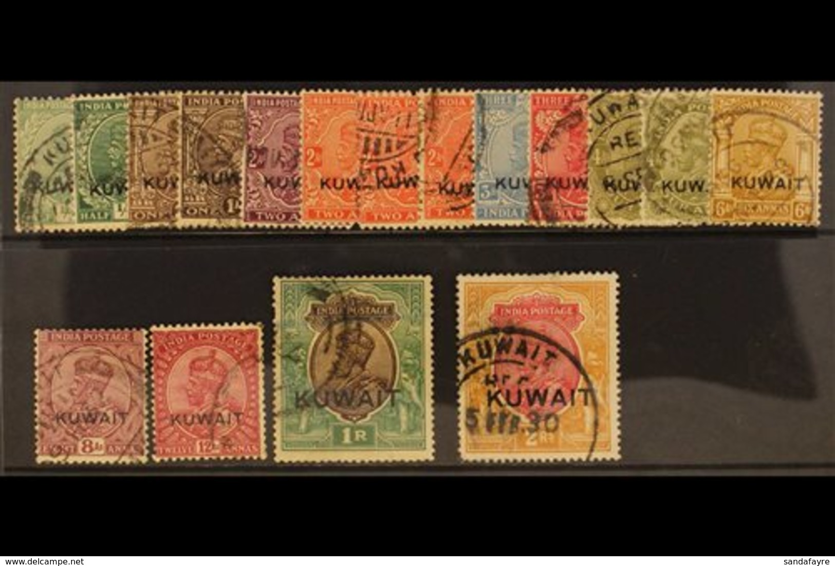 1929 ½a To 2r Complete Including Later Types, SG 16/26, Fine To Very Fine Postally Used. (17 Stamps) For More Images, Pl - Koweït