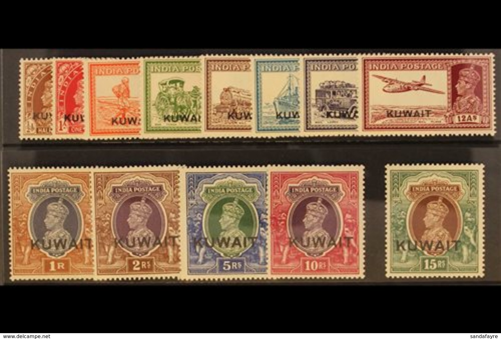 1939 Complete Set To 15r Overprinted, The 15r Is Scarce Wmk Upright, SG 36/51, Barely Hinged Mint. (13 Stamps) For More  - Kuwait