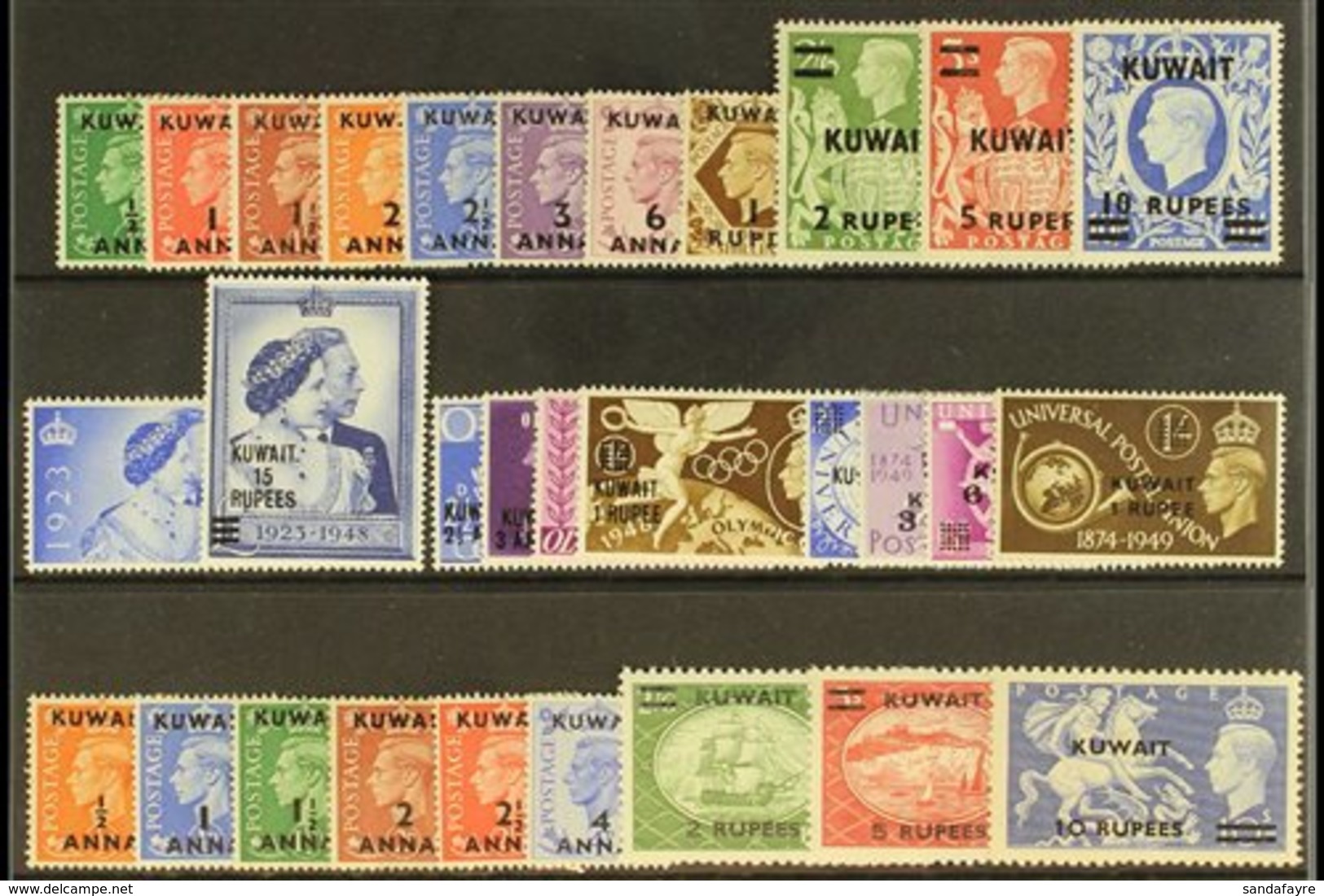 1948-52 COMPLETE KGVI MINT COLLECTION. A Complete Mint Collection Presented On A Stock Card, SG 64/92, Mostly Very Fine  - Koweït