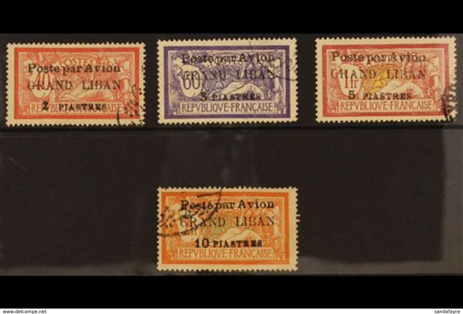 1924 Air Stamps Of France Surcharged, SG 22/5 (Type I), Very Fine Used. (4 Stamps) For More Images, Please Visit Http:// - Líbano