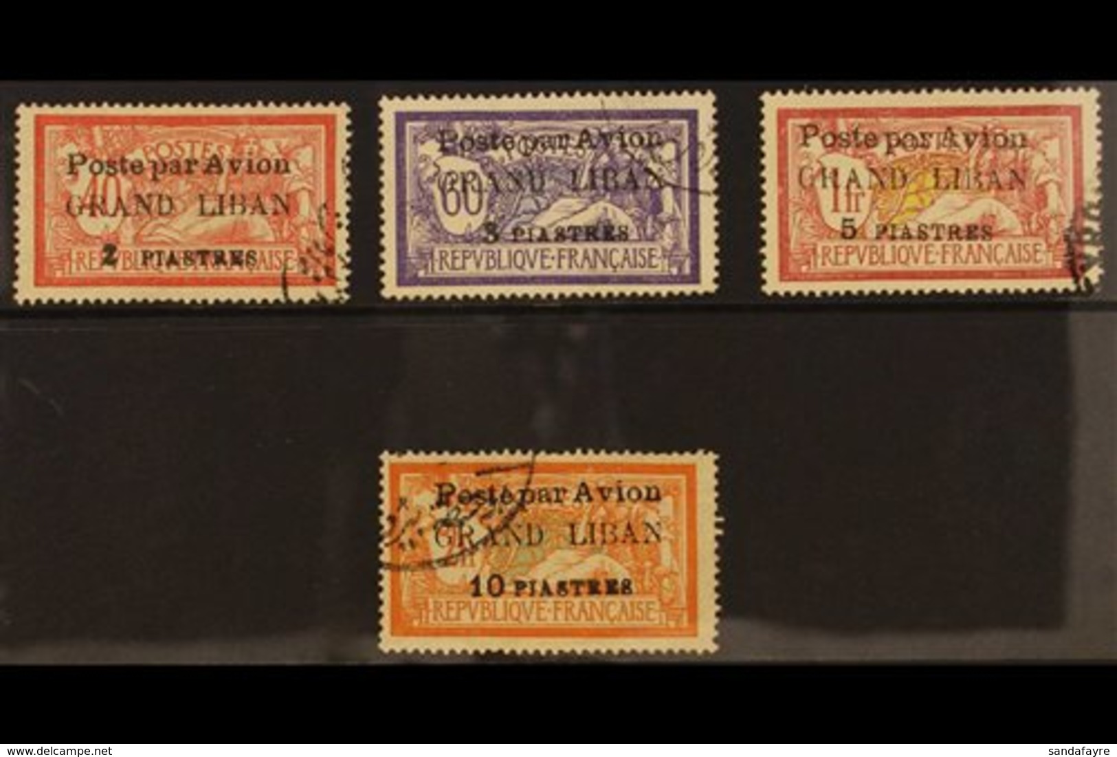 1924 Air Stamps Of France Surcharged, SG 22/5 (Type I), Very Fine Used. (4 Stamps) For More Images, Please Visit Http:// - Libanon