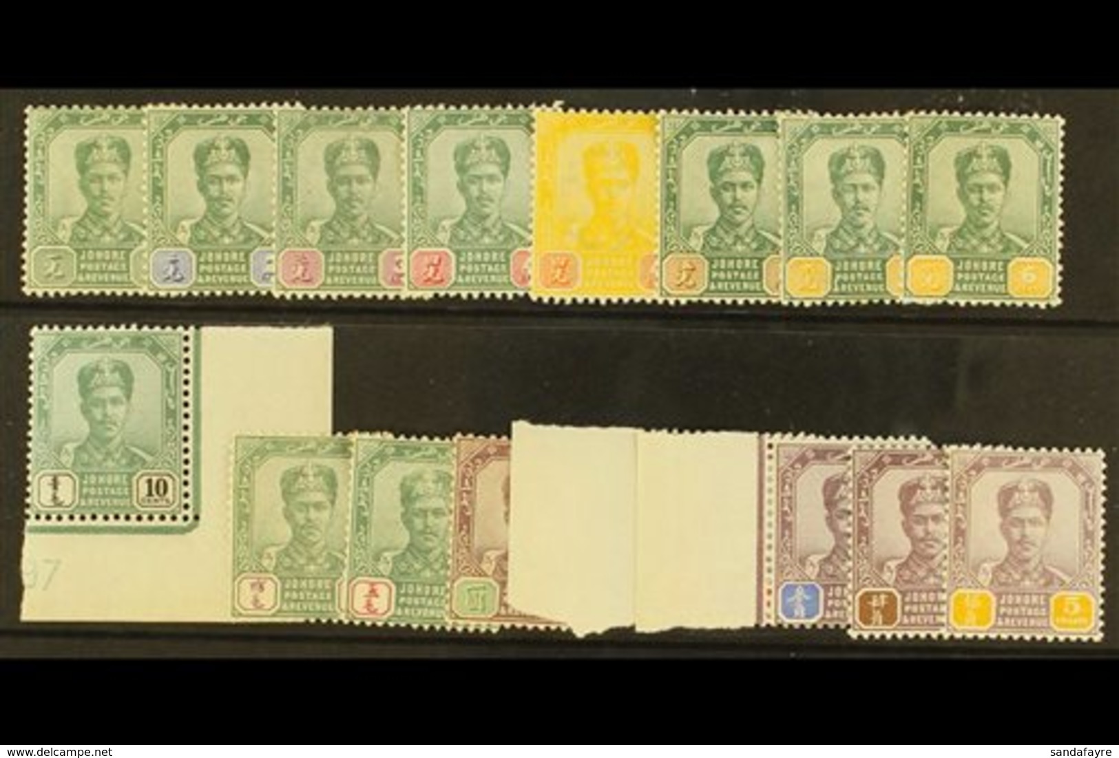 JOHORE 1896 Sultan Set Complete, SG 39-53, Fine To Very Fine Mint, Odd Tone Spot. (15 Stamps) For More Images, Please Vi - Andere & Zonder Classificatie