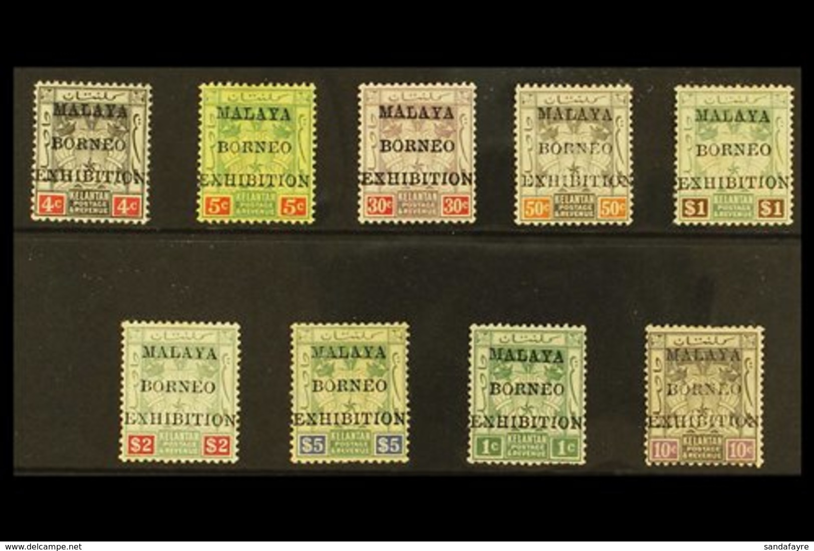 KELANTAN 1922 Malaya Borneo Exhibition Set Complete, SG 30/8, Fine To Very Fine Mint. (9 Stamps) For More Images, Please - Autres & Non Classés