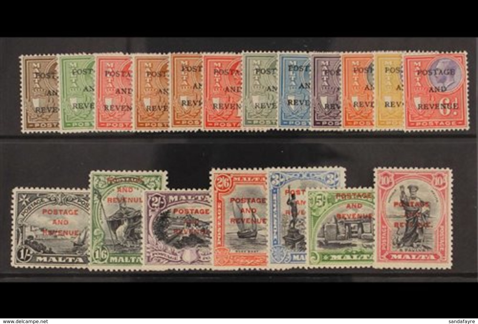 1928 Postage And Revenue Overprint Set Complete, SG 174/92, Very Fine Mint. (19 Stamps) For More Images, Please Visit Ht - Malte (...-1964)