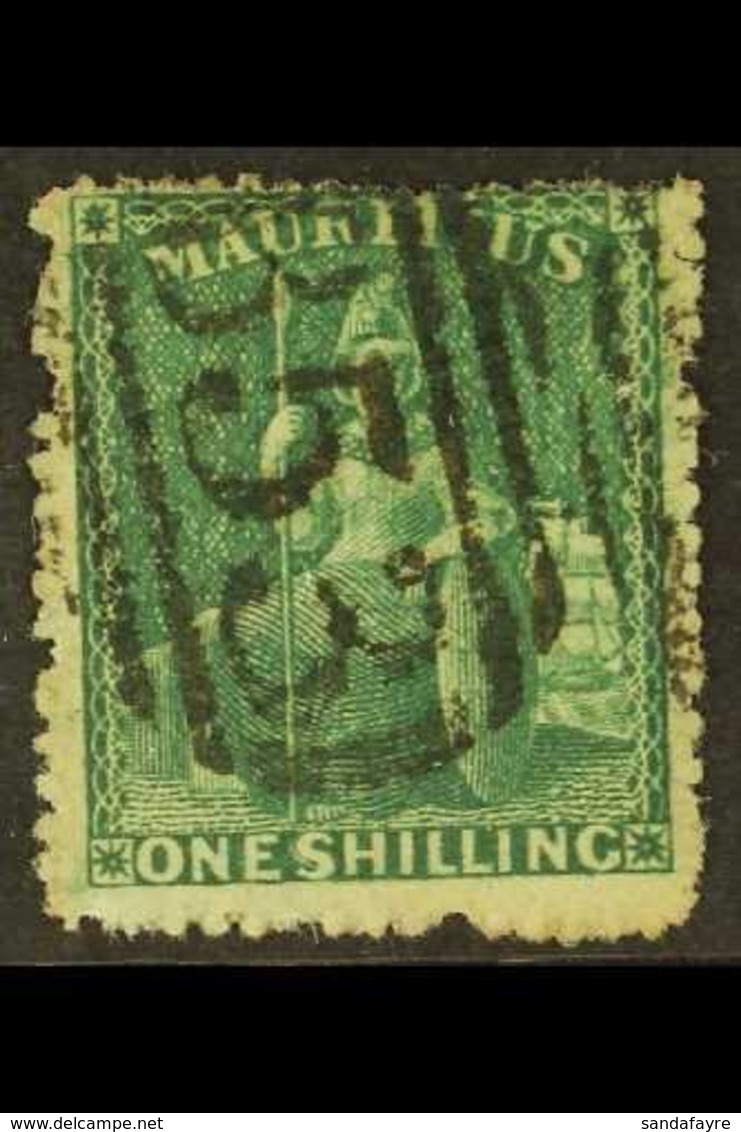 1862 1s Deep Green, Britannia, Intermediate Perf.14 To 16, SG 55, Fine Used. For More Images, Please Visit Http://www.sa - Maurice (...-1967)