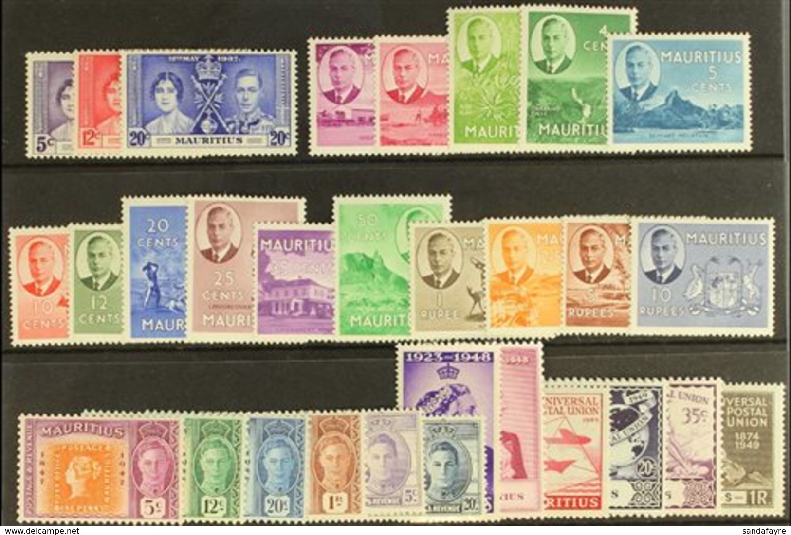 1937-52 KGVI MINT / NHM SELECTION OF SETS. An Attractive Range Of Sets Presented On A Stock Card, Fine Mint Except For T - Mauricio (...-1967)