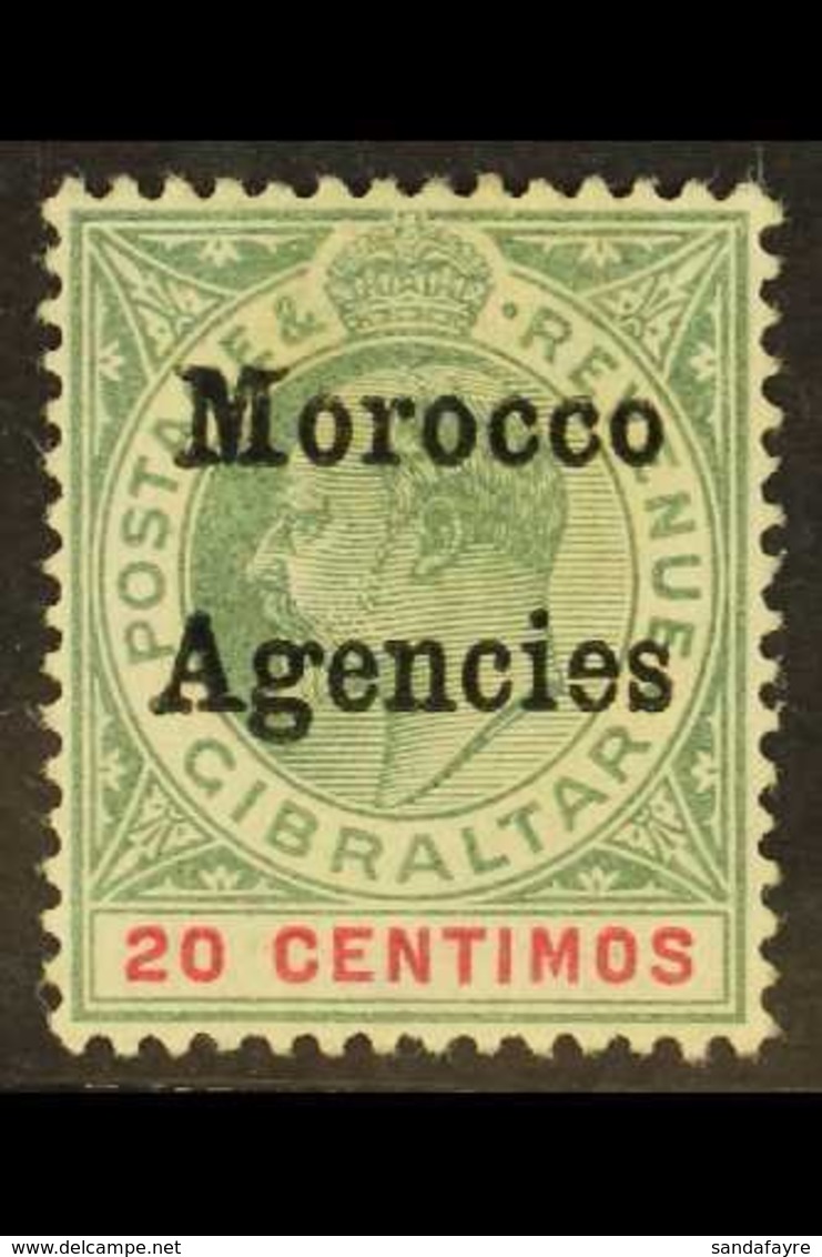 1903-05 20c Grey-green & Carmine Overprint With "CD" SIDEWAYS Variety, SG 19a, Very Fine Mint, Fresh. For More Images, P - Otros & Sin Clasificación