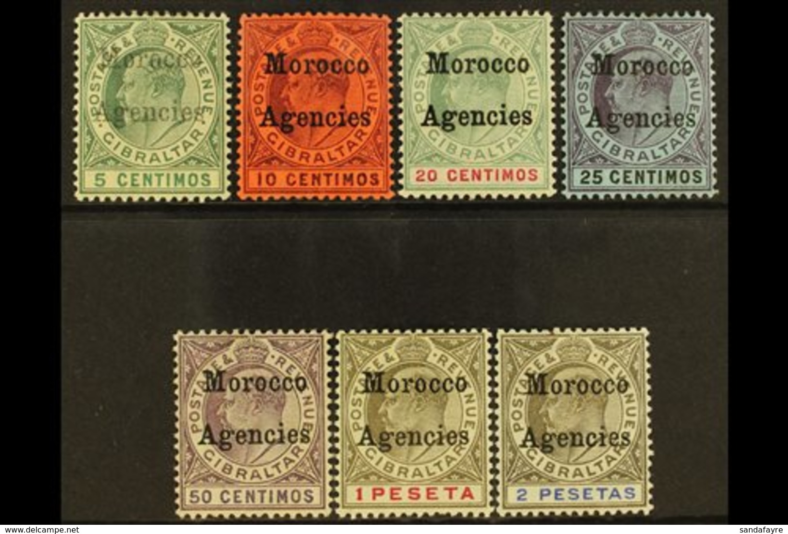1903-05 Overprints On Gibraltar Complete Set, SG 17/23, Fine Mint. (7 Stamps) For More Images, Please Visit Http://www.s - Andere & Zonder Classificatie