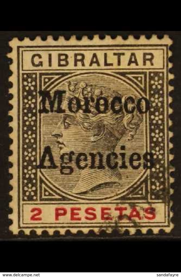 GIBRALTAR ISSUES OVERPRINTED 1898-2000 2p Black And Carmine With Inverted "V" For "A", SG 8a, Fine Used. For More Images - Andere & Zonder Classificatie