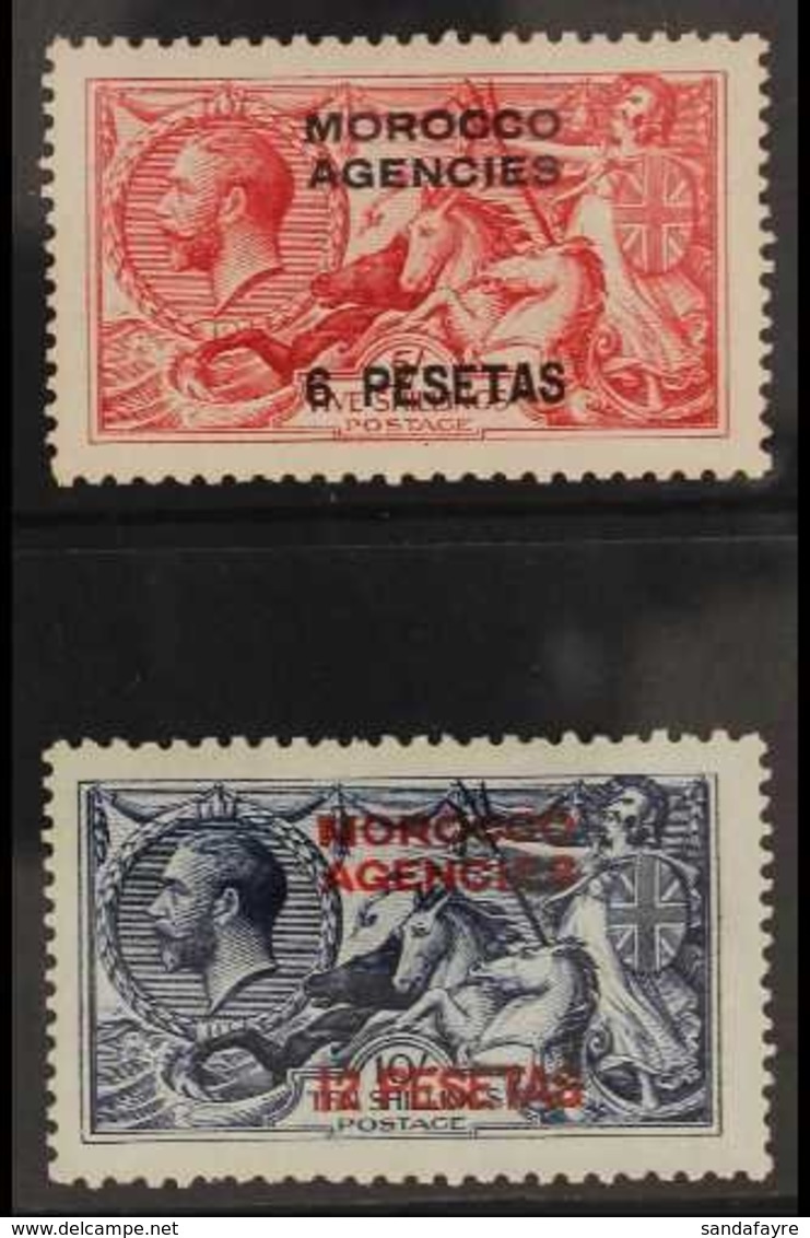 SPANISH CURRENCY 1914 Waterlow Seahorses 5s Rose Carmine And 10s Indigo, SG 136, 138, Very Fine Mint. (2 Stamps) For Mor - Other & Unclassified