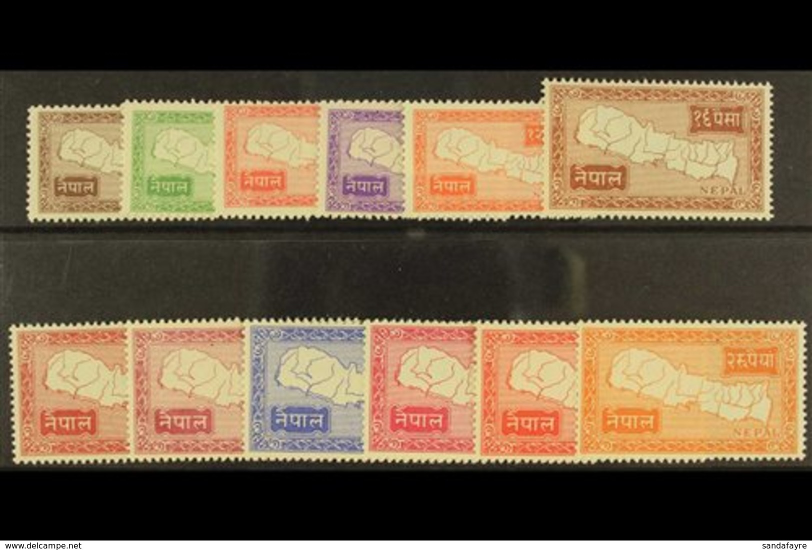 1954 "Nepal Maps" Complete Set, SG 85/96, Very Fine Mint. (12 Stamps) For More Images, Please Visit Http://www.sandafayr - Nepal