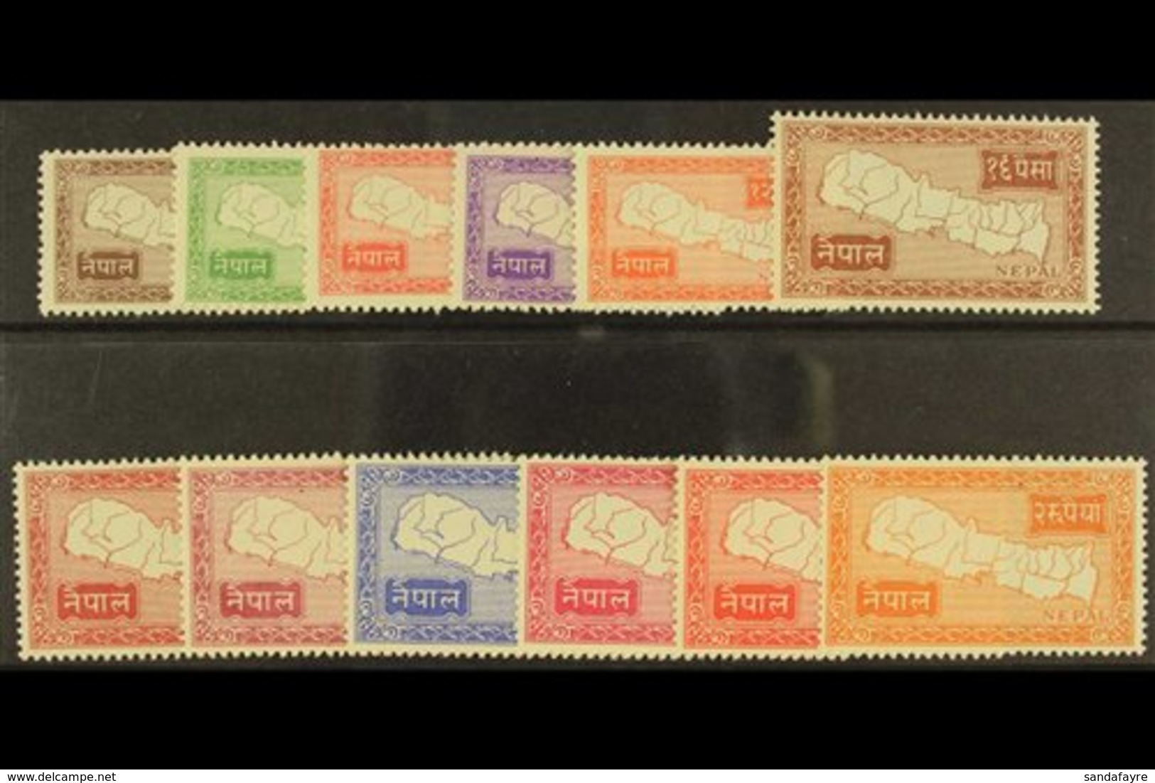 1954 "Nepal Maps" Complete Set, SG 85/96, Very Fine Mint. (12 Stamps) For More Images, Please Visit Http://www.sandafayr - Népal