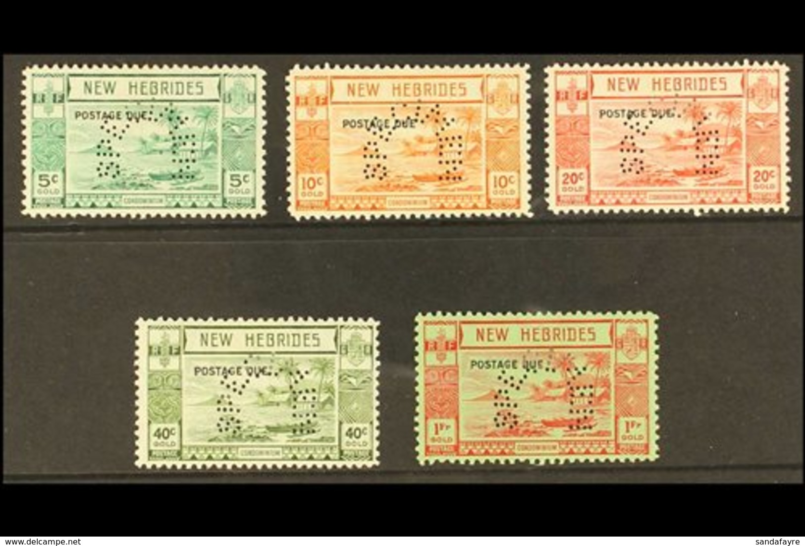 ENGLISH 1938 Postage Due Set, Perf. "SPECIMEN". SG D6/10s, Fine Mint. (5 Stamps) For More Images, Please Visit Http://ww - Andere & Zonder Classificatie