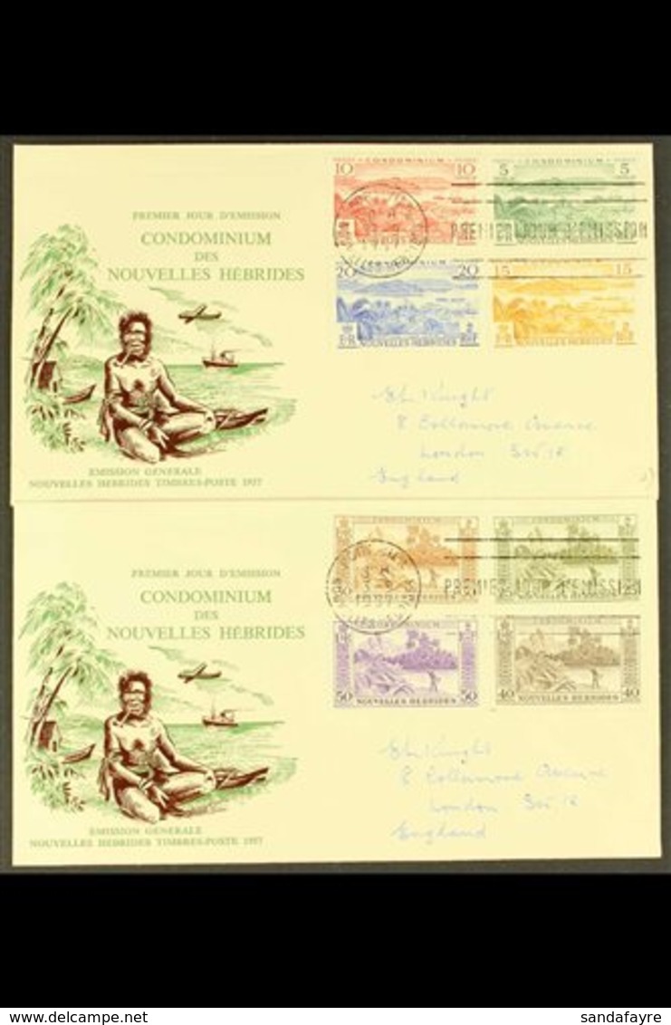 FRENCH 1957 Definitive Set, SG F96/106, Across Four Neat Illustrated First Day Covers, With Port Vila Machine Cancels, H - Altri & Non Classificati