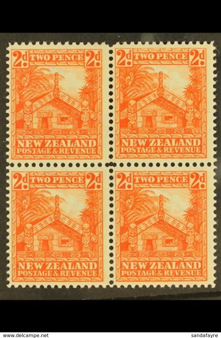 1936-42 2d Orange, Perf 14 X 15, SG 580d, Fine Mint Block Of Four, Lower Pair Is Nhm. For More Images, Please Visit Http - Andere & Zonder Classificatie