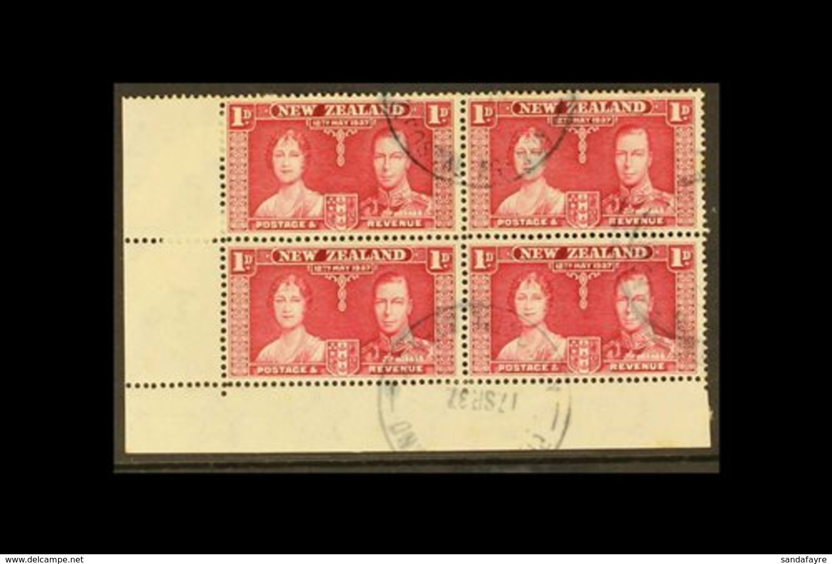 USED IN PITCAIRN ISLAND 1937 1d Carmine Coronation (SG 599), Fine Used Lower Left Corner BLOCK Of 4 Cancelled By "PITCAI - Sonstige & Ohne Zuordnung