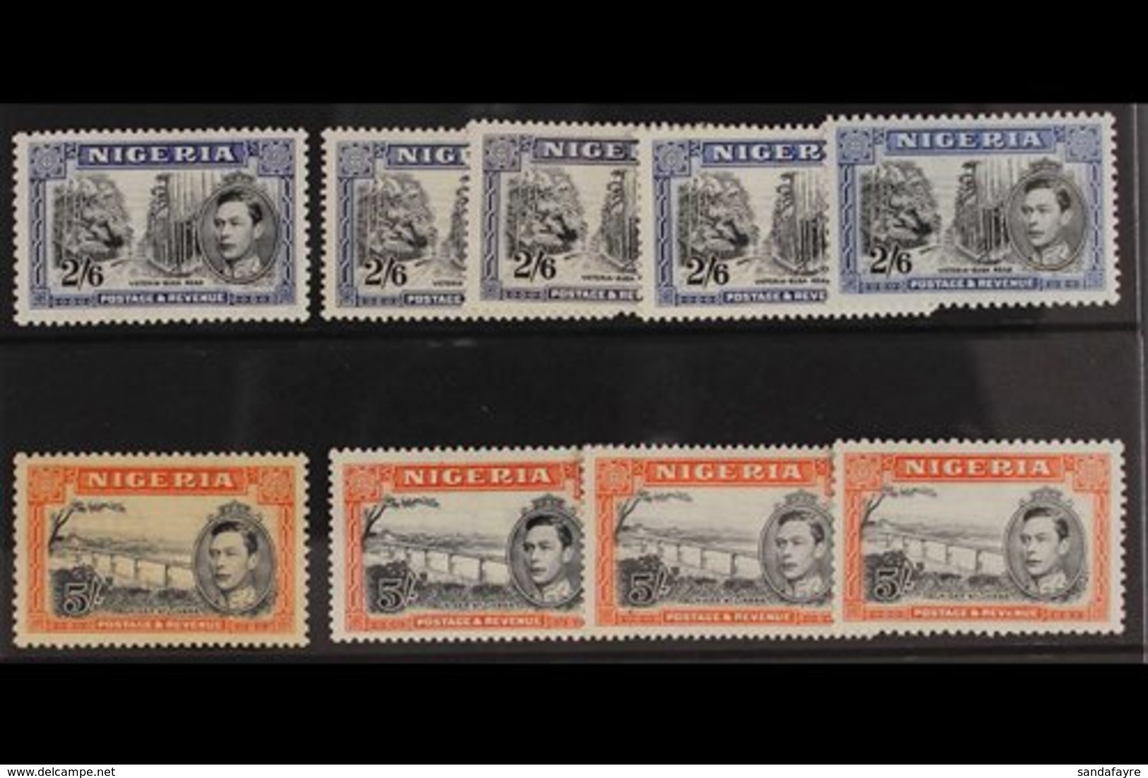 1938-51 KGVI Definitive 2s6d And 5s With All SG Listed Perfs And Shades, SG 58/59c, Fine Mint, A Few Values Never Hinged - Nigeria (...-1960)