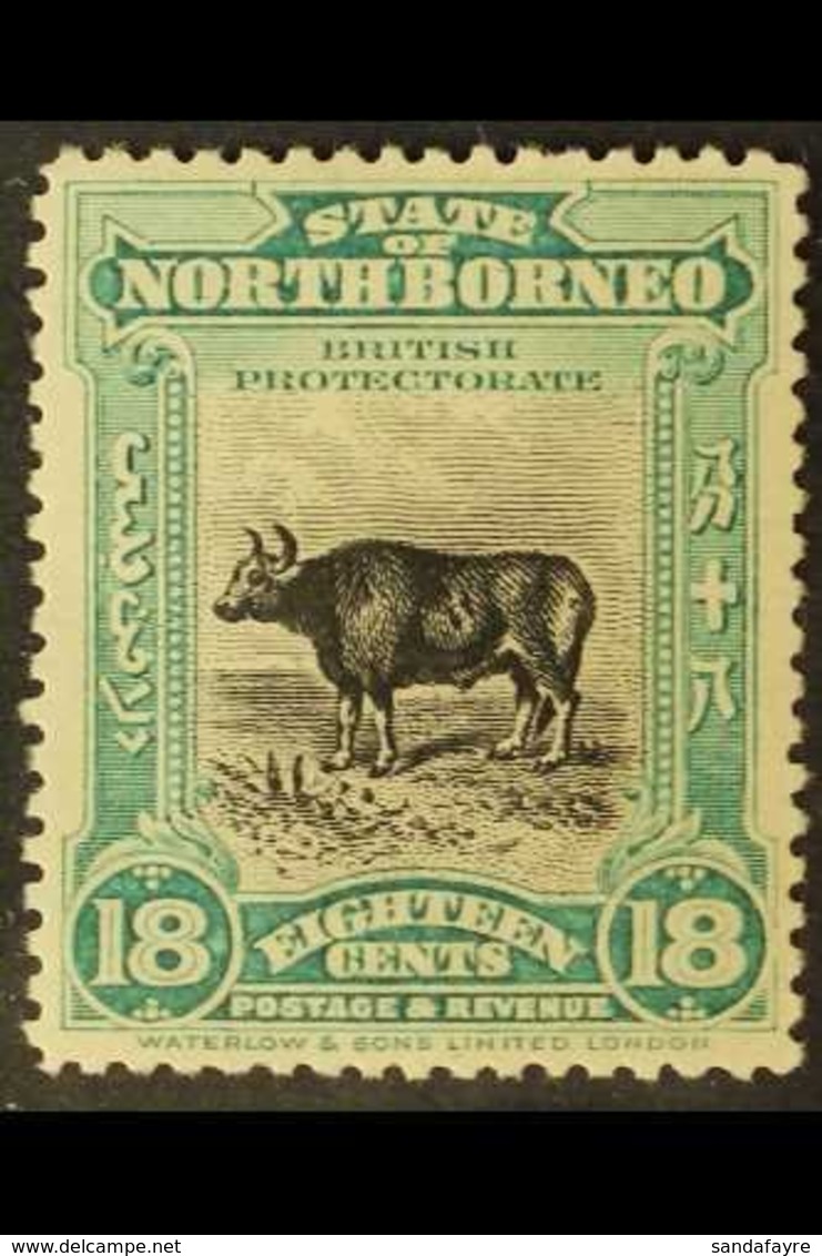 1909 18c Blue Green, Banteng, SG 175, Very Fine, Well Centered Mint. For More Images, Please Visit Http://www.sandafayre - Noord Borneo (...-1963)