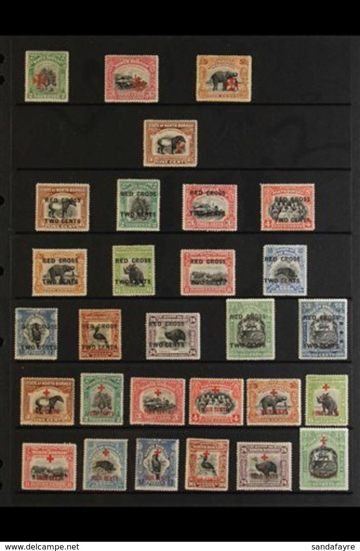 1916-18 MINT RED CROSS COLLECTION Presented On A Stock Page That Includes 1916 Cross In Vermillion 2c, 3c & 5c, Cross In - Bornéo Du Nord (...-1963)