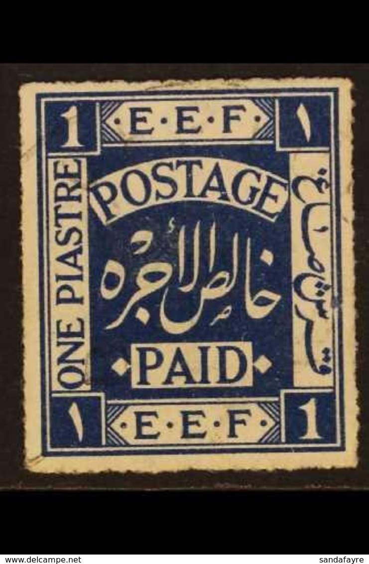 1918 1p Deep Blue, SG 1a, Very Fine Mint, No Gum As Issued. For More Images, Please Visit Http://www.sandafayre.com/item - Palästina