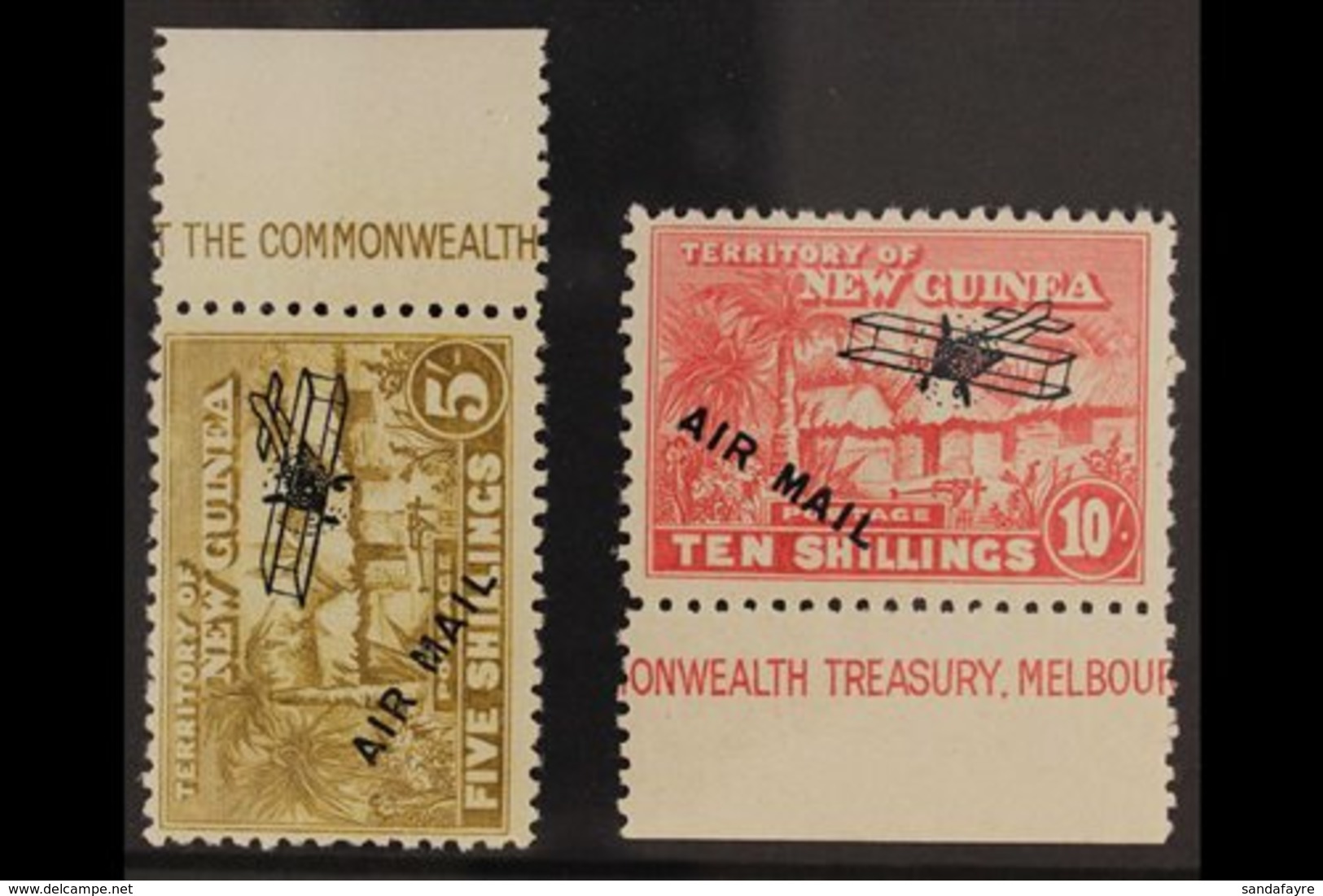 1931 5s And 10s Airmails, SG 147/8 Never Hinged Mint, With Marginal Inscriptions. (2 Stamps) For More Images, Please Vis - Papua New Guinea