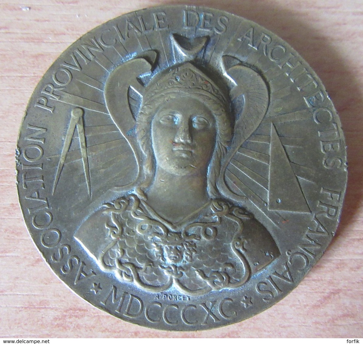 France - Médaille Association Provinciale Des Architectes Français - 1890 - Cuivre - Diam. 44 Mm, Pds. 33 Gr - Professionnels / De Société