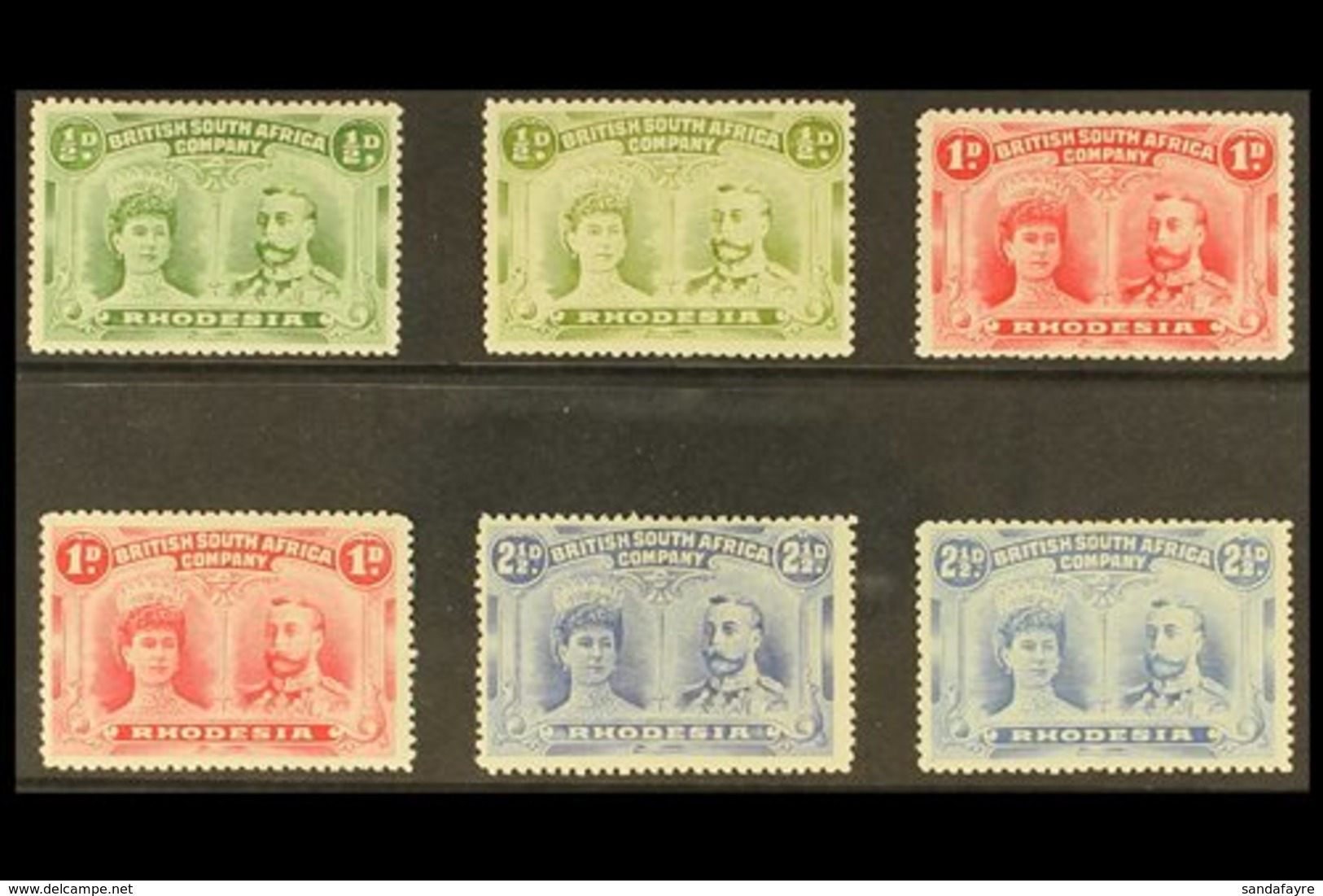 1910-13 Monocolour Double Heads Group, Incl. ½d Yellow-green, Olive-green, 1d Bright Carmine, Rose-red, 2½d Bright Ultra - Other & Unclassified